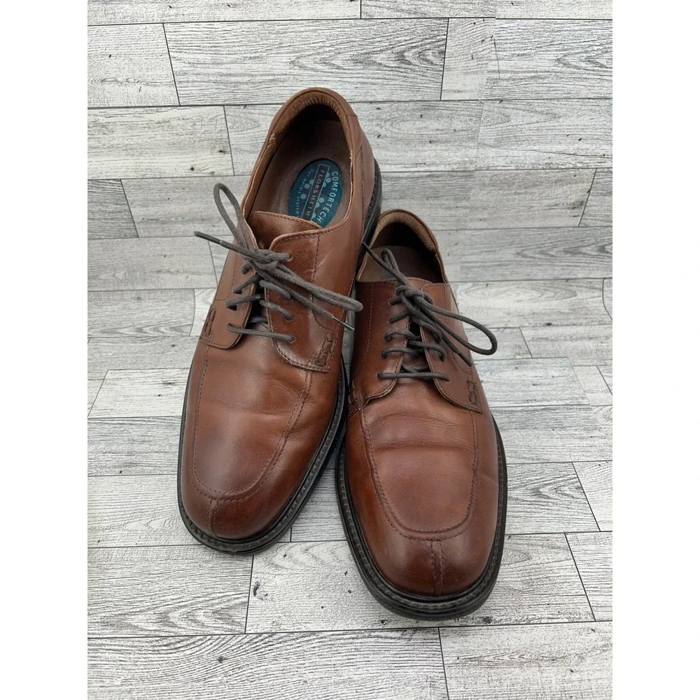 Florsheim Comfortech Men Brown Leather Split Toe Oxford Dress Shoes Sz 11M
